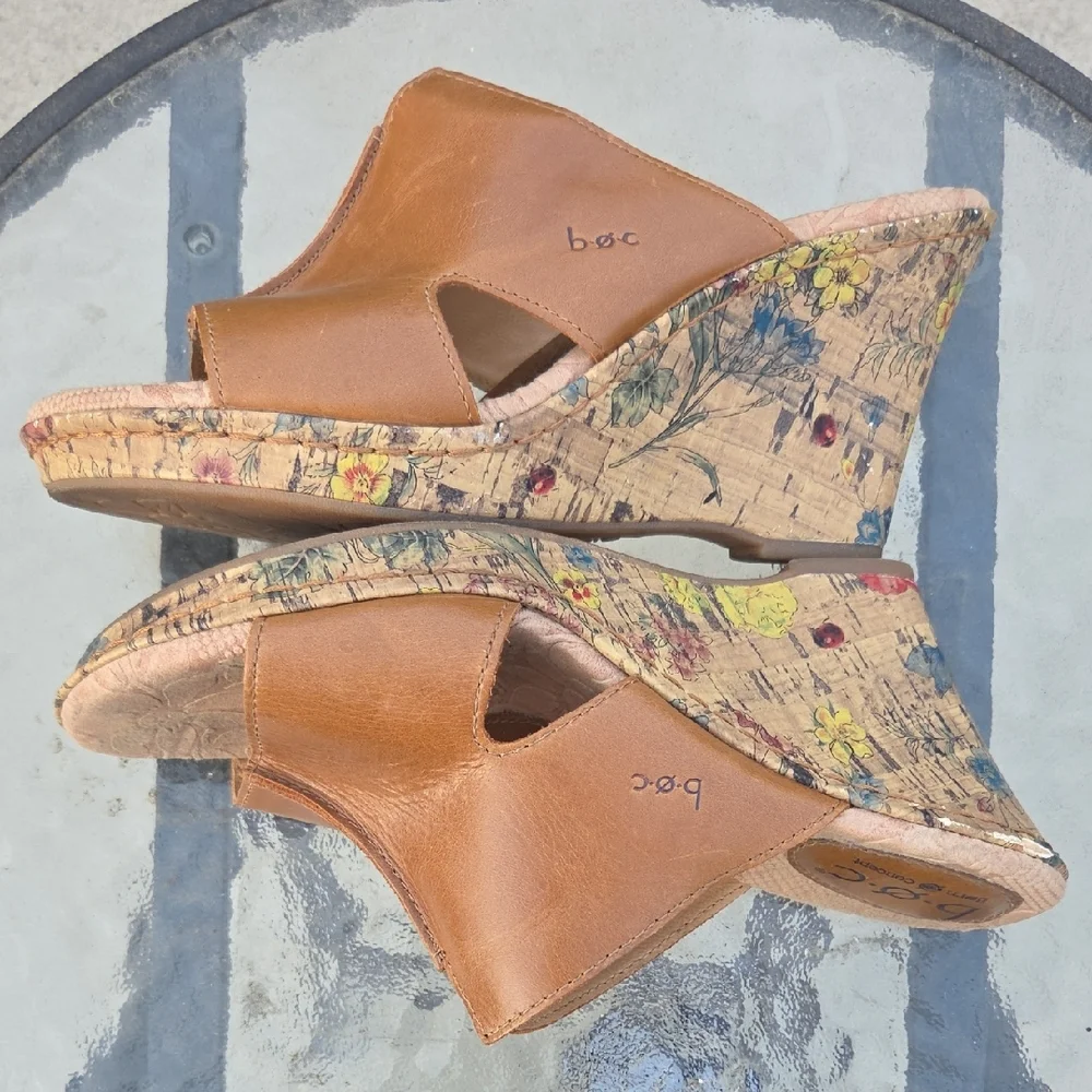 B.O.C Born Concept "Dianna" Floral Cork Wedge Sandals 8M - Picture 7 of 10